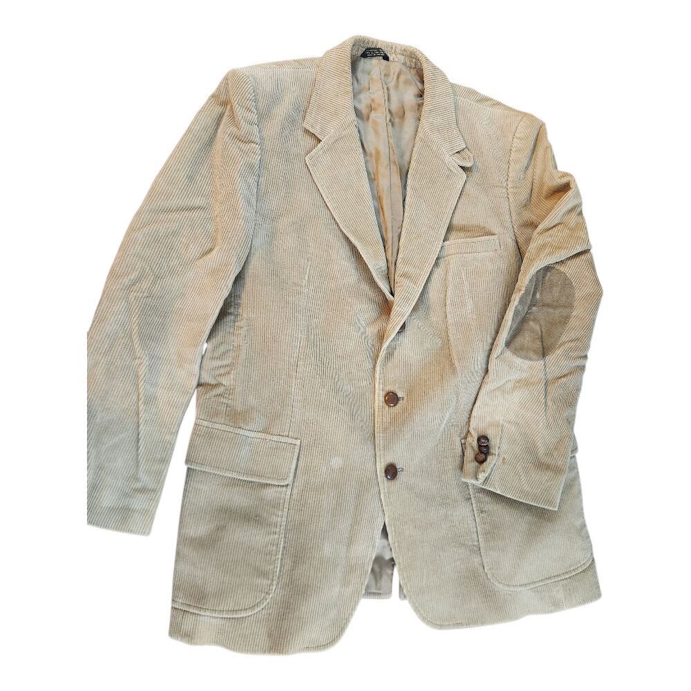 Orvis 100% cotton‎ corduroy mens tan jacket blazer sz 44 Long elbow patch